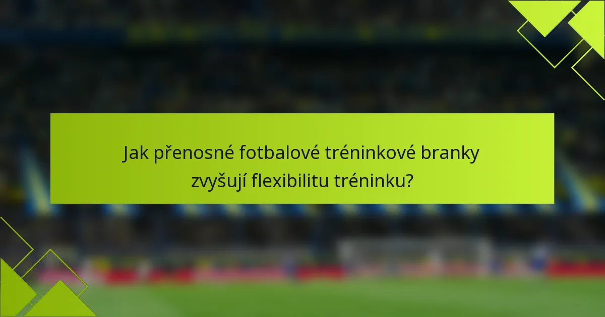 Jak přenosné fotbalové tréninkové branky zvyšují flexibilitu tréninku?