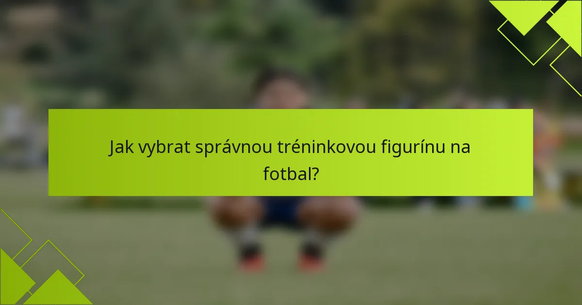 Jak vybrat správnou tréninkovou figurínu na fotbal?