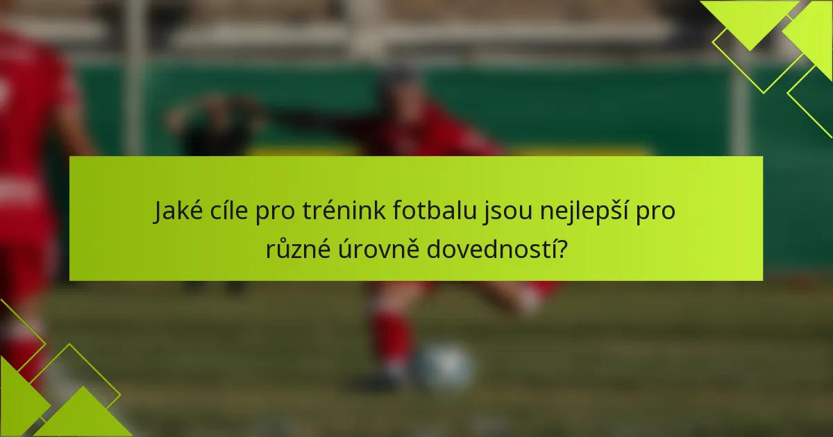Jaké cíle pro trénink fotbalu jsou nejlepší pro různé úrovně dovedností?